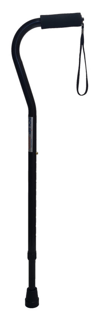 OFFSET HANDLE CANE with FOAM GRIP - BLACK