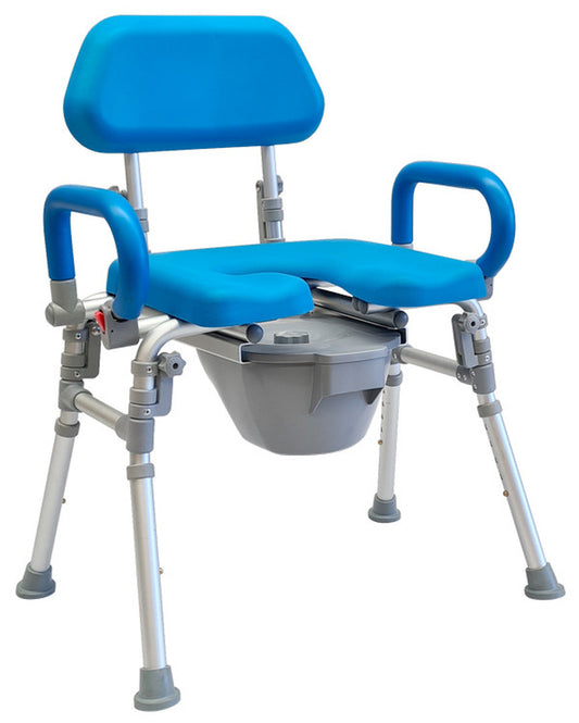 DELUXE FOLDABLE COMMODE SHOWER CHAIR