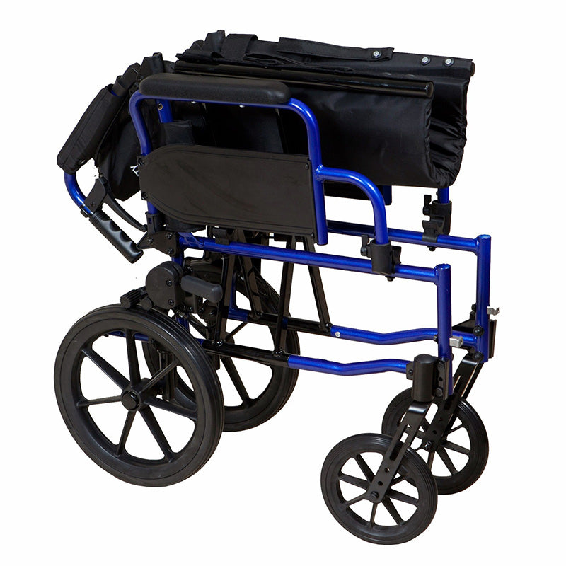 Lightweight Transit Wheelchair Blue Frame